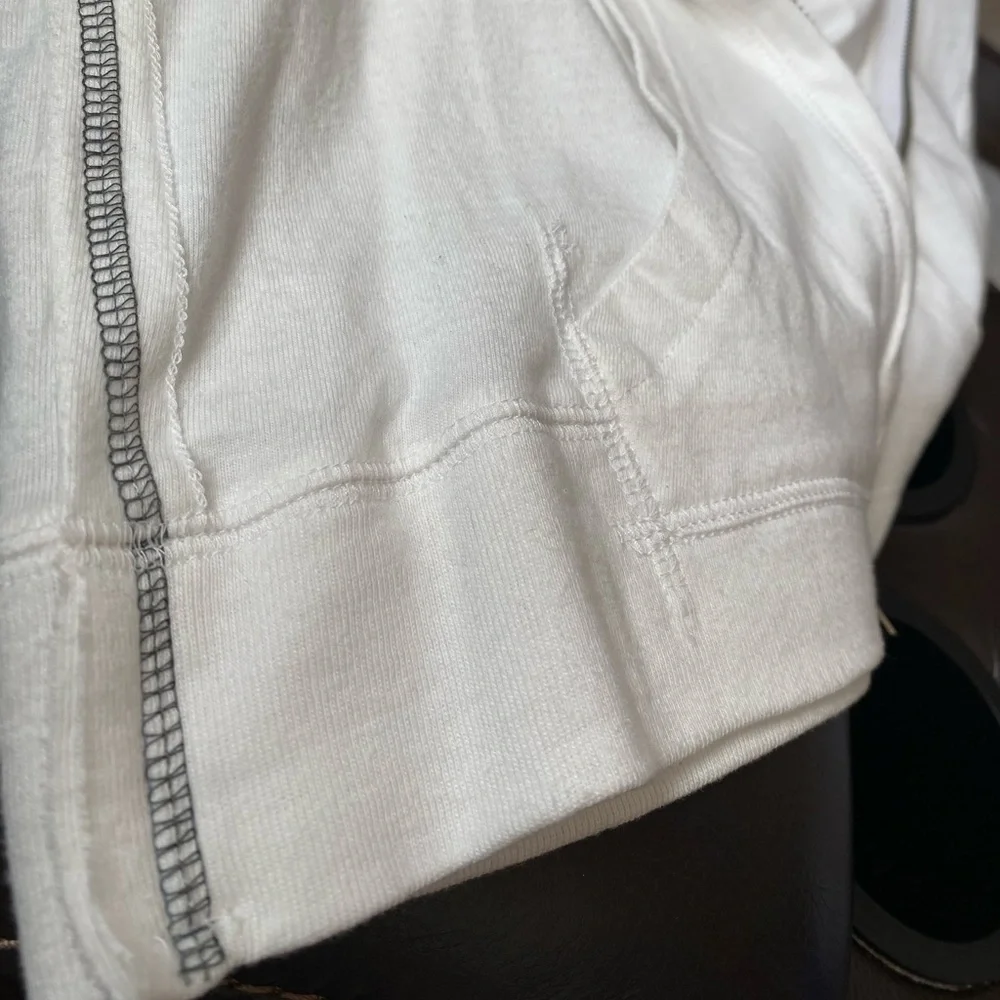 White Kansas Jayhawks Jacket Hoodie Zip up Women’s Large Officially Licensed KU